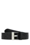 Bottega Veneta Black Leather Belt In Blacksilver