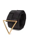 Bottega Veneta Black Leather Belt With Tringolar Buckle In Multicolor