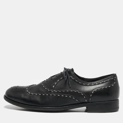 Pre-owned Bottega Veneta Black Leather Brogue Oxfords Size 43