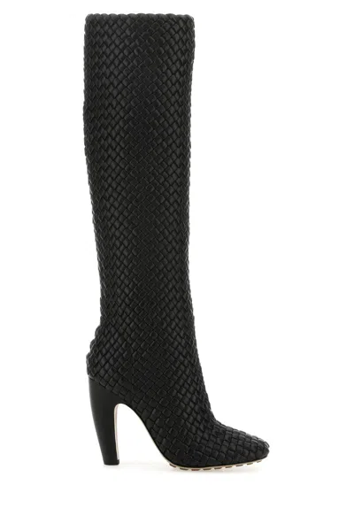 Bottega Veneta Canalazzo 100 Padded Intrecciato Knee-high Boots In Black