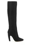 Bottega Veneta Mini Lido Intrecciato Leather Knee Boots In Black