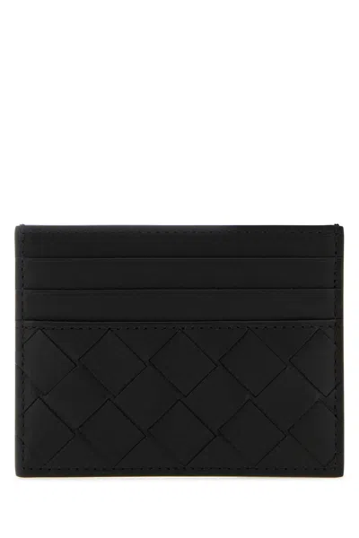 Bottega Veneta Black Leather Card Holder In Blacksilver