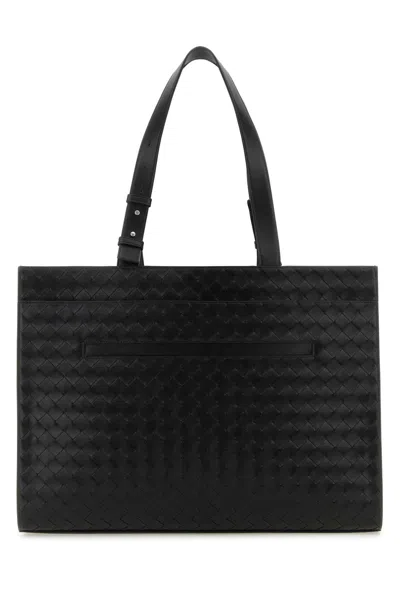 Bottega Veneta Black Leather Cargo Handbag