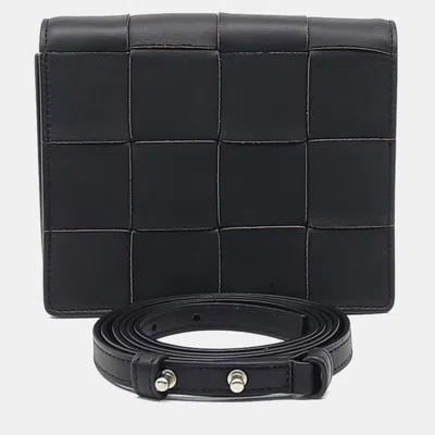 Pre-owned Bottega Veneta Black Leather Cassette Mini Crossbody Bag