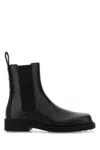 Bottega Veneta Black Leather Chelsea Ben Ankle Boots In Animal Print