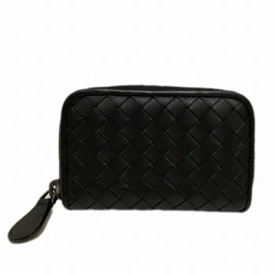 Pre-owned Bottega Veneta Black Leather Coin Purse/coin Case ()