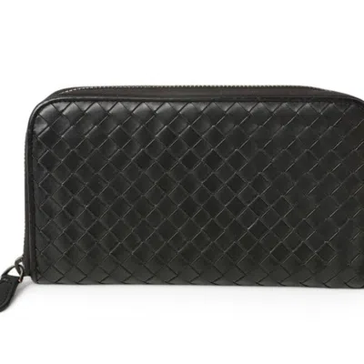 Pre-owned Bottega Veneta Black Leather Coin Purse/coin Case ()