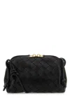 Bottega Veneta Black Leather Concert Crossbody Bag In Blackgold