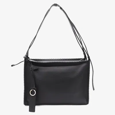 Bottega Veneta Black Leather Corriere Bag