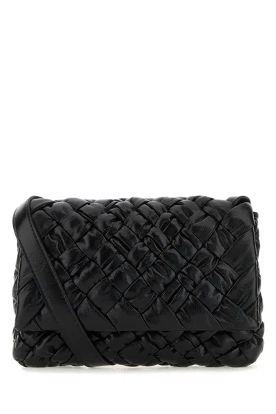 Bottega Veneta Leather Crossbody Bag In Black,parakeet
