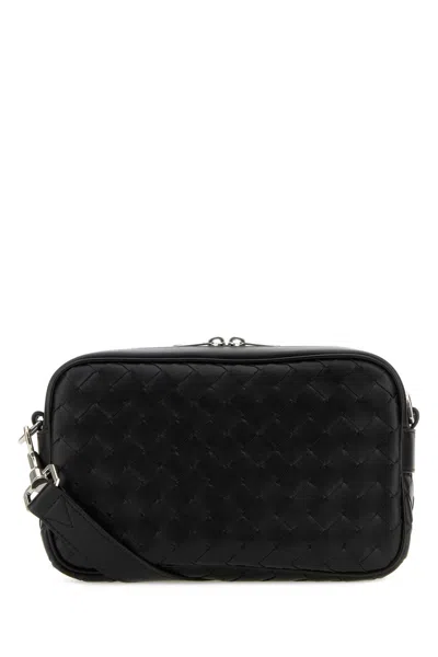 Bottega Veneta Black Leather Crossbody Bag In Blacksilver