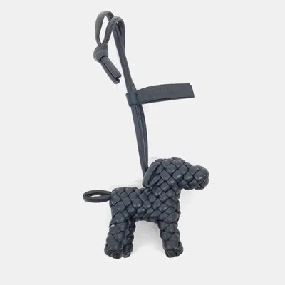 Pre-owned Bottega Veneta Black Leather Dog Bag Charm