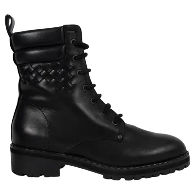 Pre-owned Bottega Veneta Black Leather Eldfell Combat Boots Shoes 39 Nero Tuscany Calf