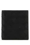 Bottega Veneta Bi-fold Intrecciato Leather Wallet In Black