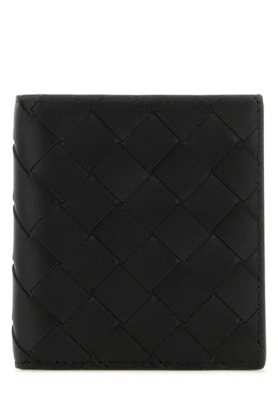 Bottega Veneta Bi-fold Intrecciato Leather Wallet In Black
