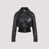 Bottega Veneta Womens Spread-collar Short Leather Blouson Jacket Black