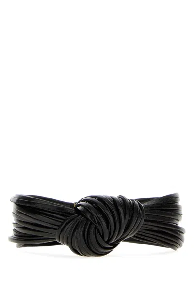 Bottega Veneta Black Leather Knot Bracelet