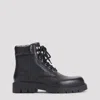 Bottega Veneta Black Grained Calf Leather Haddock Lace Up Ankle Boots In Black