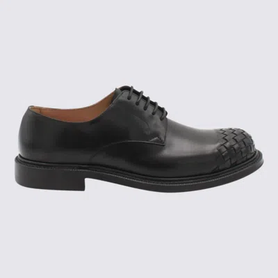 Bottega Veneta Leather Lace-up Shoes Featuring Signature Detail In Black