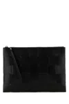 BOTTEGA VENETA BLACK LEATHER LARGE CASSETTE POUCH