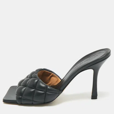 Pre-owned Bottega Veneta Black Leather Lido Slide Sandals Size 39.5