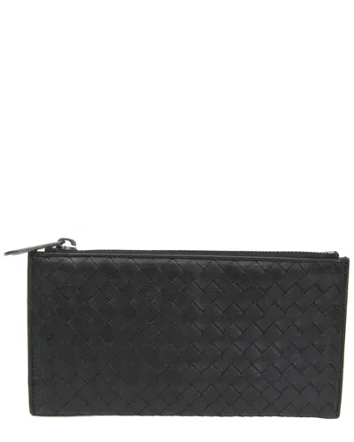 Pre-owned Bottega Veneta Black Leather Long Bill Wallet (authentic Pre-loved)