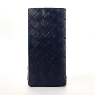 Pre-owned Bottega Veneta Black Leather Long Bill Wallet (bi-fold) ()