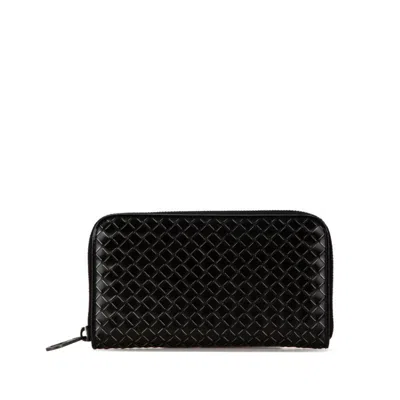 Pre-owned Bottega Veneta Black Leather Long Wallet (bi-fold) ()
