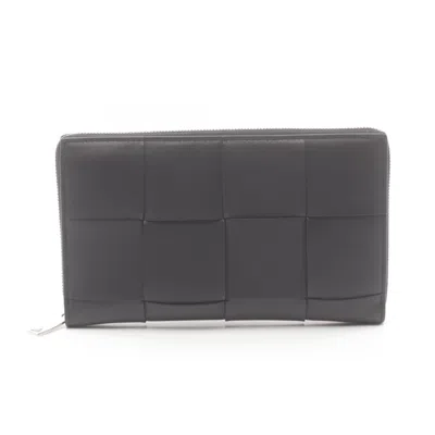 Pre-owned Bottega Veneta Black Leather Long Wallet (bi-fold) ()