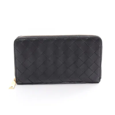 Pre-owned Bottega Veneta Black Leather Long Wallet (bi-fold) ()