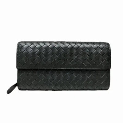 Pre-owned Bottega Veneta Black Leather Long Wallet (bi-fold) ()