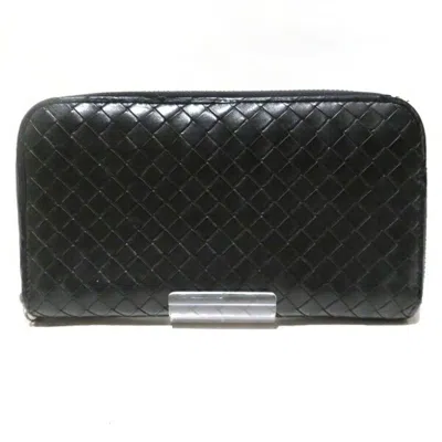 Pre-owned Bottega Veneta Black Leather Long Wallet (bi-fold) ()