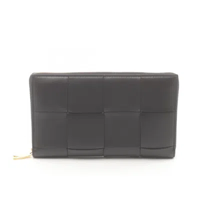 Pre-owned Bottega Veneta Black Leather Long Wallet (bi-fold) ()