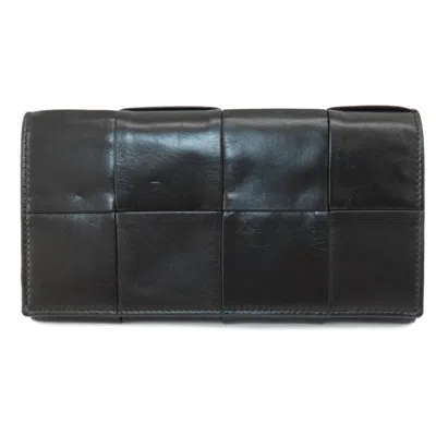 Pre-owned Bottega Veneta Black Leather Long Wallet (bi-fold) ()