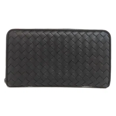Pre-owned Bottega Veneta Black Leather Long Wallet (bi-fold) ()