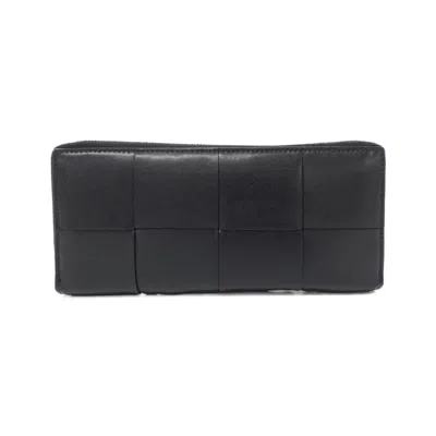 Pre-owned Bottega Veneta Black Leather Long Wallet (bi-fold) ()