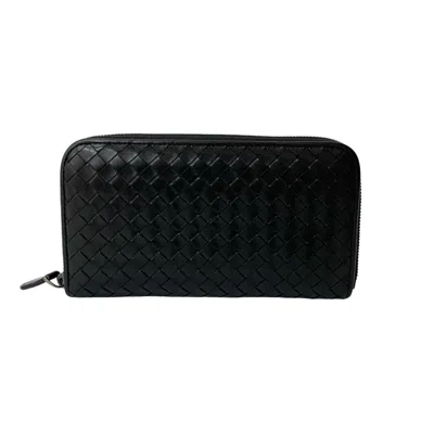 Pre-owned Bottega Veneta Black Leather Long Wallet (bi-fold) ()