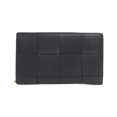 Pre-owned Bottega Veneta Black Leather Long Wallet (bi-fold) ()