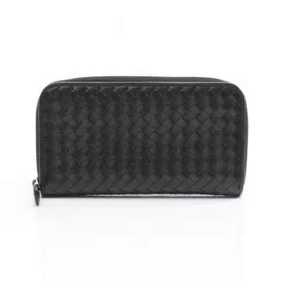 Pre-owned Bottega Veneta Black Leather Long Wallet (bi-fold) ()