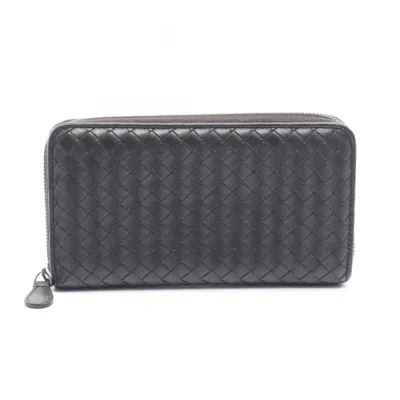 Pre-owned Bottega Veneta Black Leather Long Wallet (bi-fold) ()