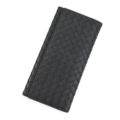 Pre-owned Bottega Veneta Black Leather Long Wallet (bi-fold) ()