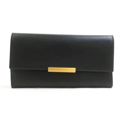Pre-owned Bottega Veneta Black Leather Long Wallet (bi-fold) ()
