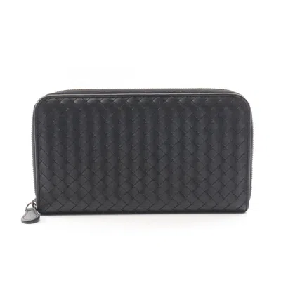 Pre-owned Bottega Veneta Black Leather Long Wallet (bi-fold) ()