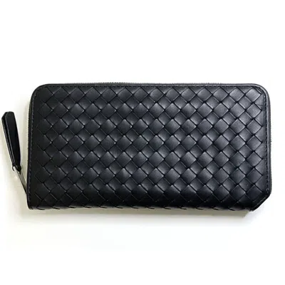 Pre-owned Bottega Veneta Black Leather Long Wallet (bi-fold) ()