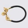 Bottega Veneta Black Loop Leather Bracelet In Black