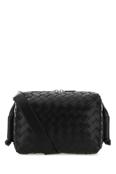 Bottega Veneta Black Leather Loop Crossbody Bag In Blacksilver