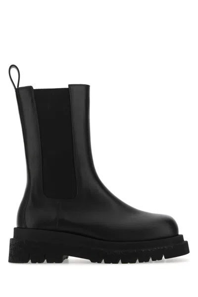 Bottega Veneta Black Leather Lug Ankle Boots