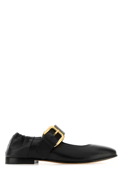 BOTTEGA VENETA BLACK LEATHER MARY JANE ASTAIRE BALLERINAS