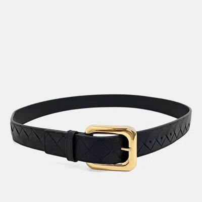 Pre-owned Bottega Veneta Black Leather Mesh Belt