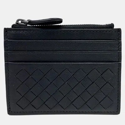 Pre-owned Bottega Veneta Black Leather Mesh Card Holder